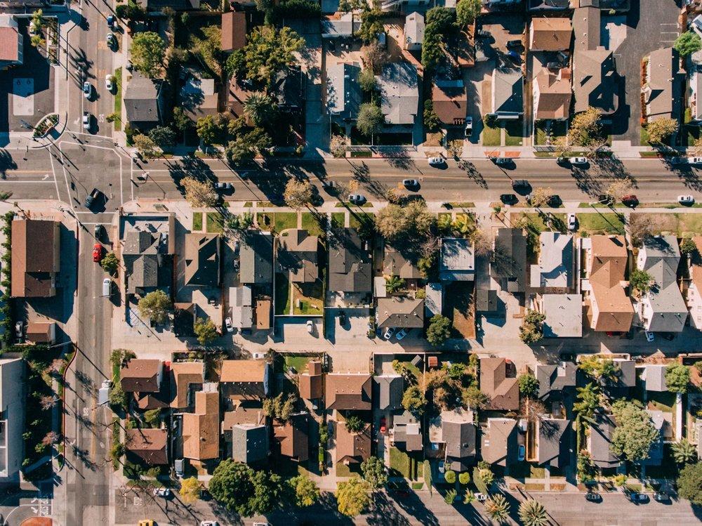 Aerial view of Inland Empire neighborhood