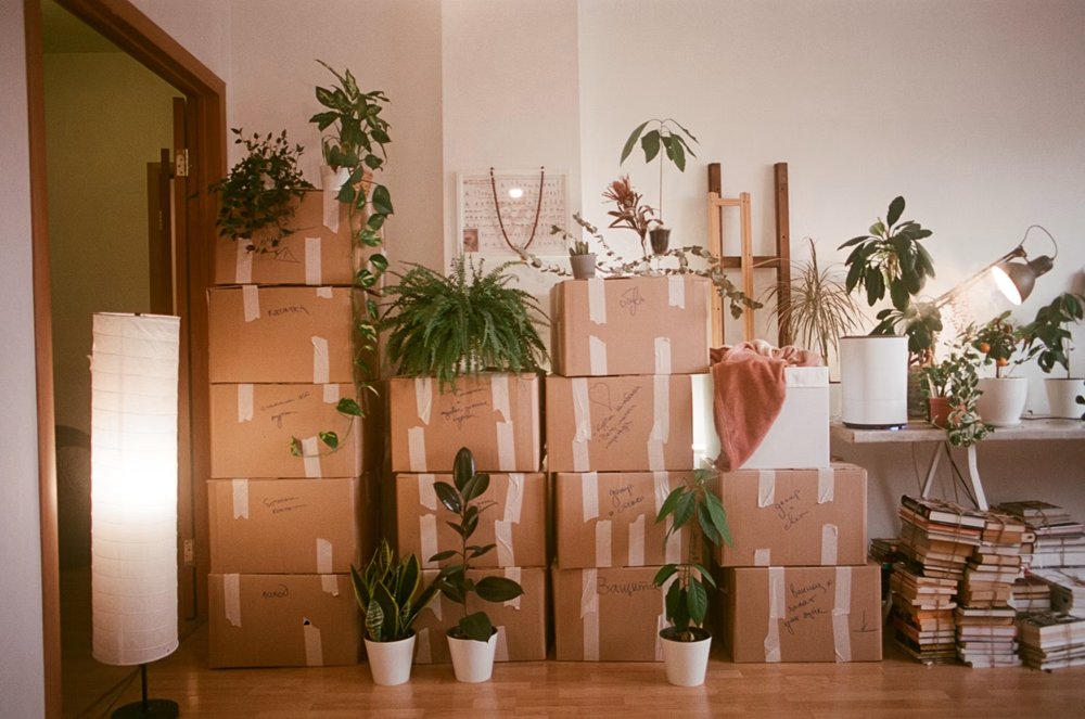 Moving boxes packed and ready